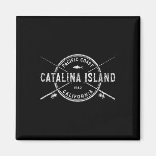 Aimant Île Catalina Ca Canne à pêche croisées vintage