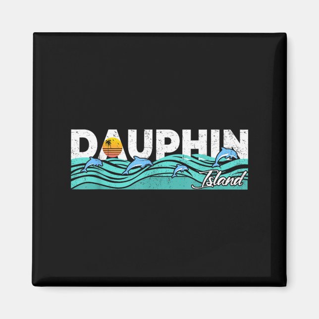 Aimant Île Dauphin Alabama Vacances d'été Vintage (Devant)