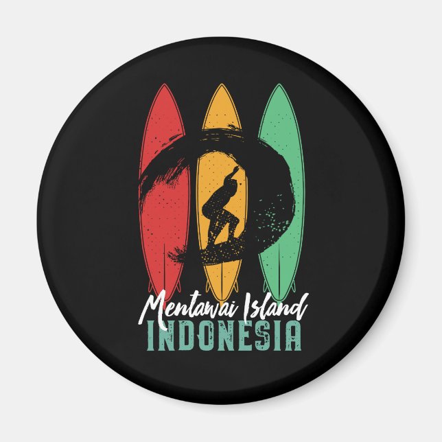 Aimant Île de Mentawai Indonésie Vintage surf rétro (Devant)