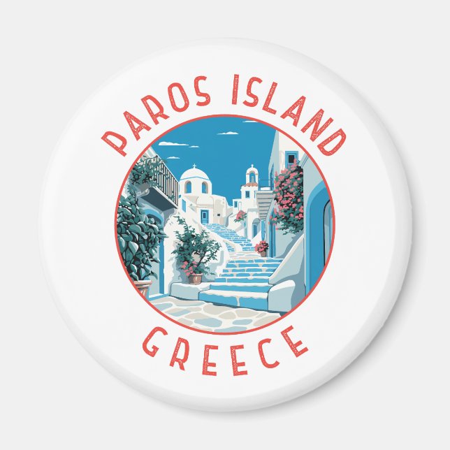 Aimant Île de Paros Grèce Cercle en détresse rétro (Devant)