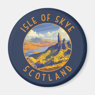 Aimant Île de Skye Écosse Cercle retro en détresse