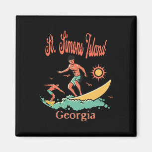 Aimant Île de St. Simons Géorgie Ga Surfeur Surfant Pêche