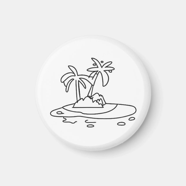Aimant Île paradisiaque aimant, dessin au trait (Devant)