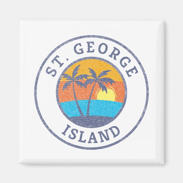 Aimant Île St. George, Floride Style Classique Délavé (Devant)