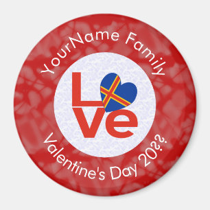 Aimant Îles Åland Red LOVE Drapeau personnalisé