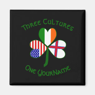 Aimant Îles Féroé Irlande États-Unis Trèfle Personnalisé
