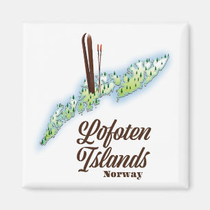 Aimant Îles Lofoten, Norvège affiche de ski.