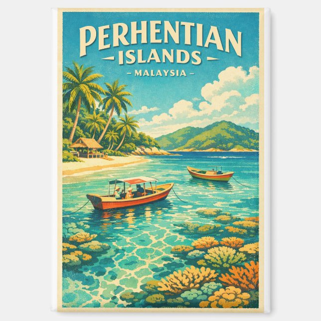 Aimant Îles Perhentian, Malaisie, dans un style vibrant (Recto)