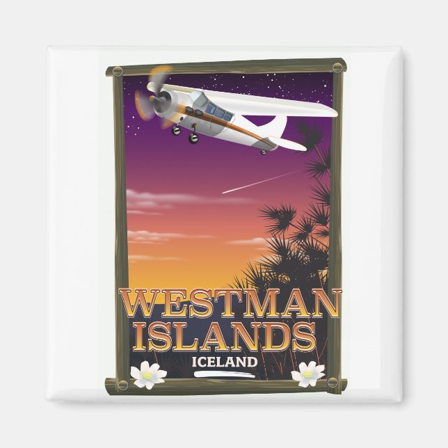 Aimant Îles Westman Island affiche de voyage en Islande (Devant)