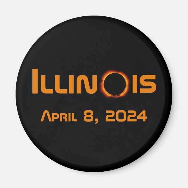 Aimant Illinois 2024 Total Solaire Eclipse (Devant)