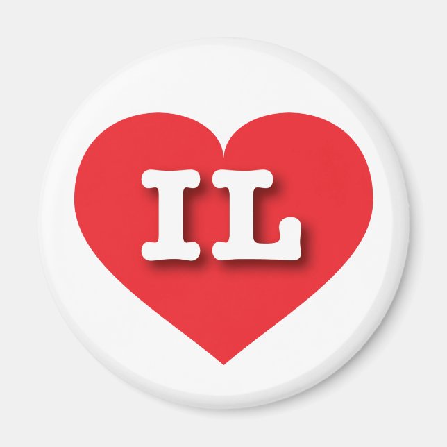 Aimant Illinois Red Heart - I love IL (Devant)