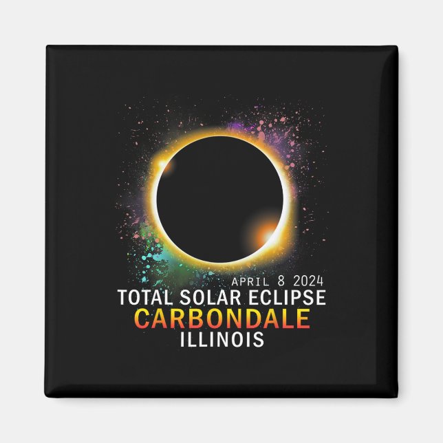 Aimant Illinois Total Éclipse Solaire 8 avril 2024 (Devant)
