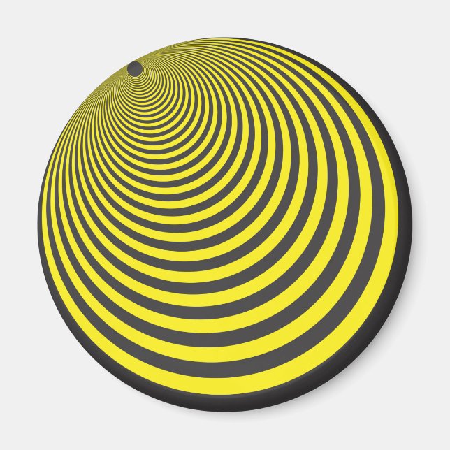 Aimant Illusion de la sphère jaune et noire (Devant)