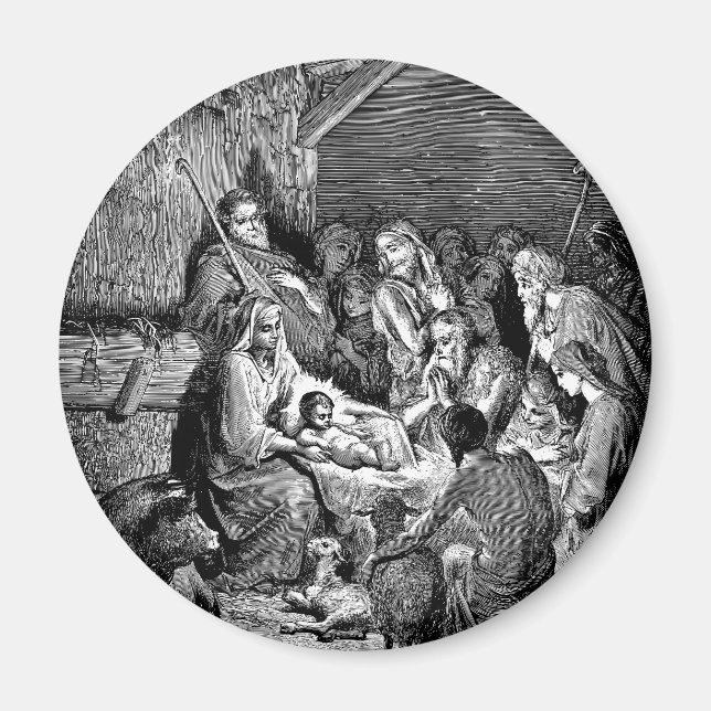 Aimant Illustrated Christmas Nativity Scene (Devant)