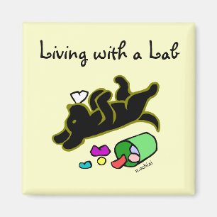 Aimant Illustration amusante du dessin animé Black Labrad