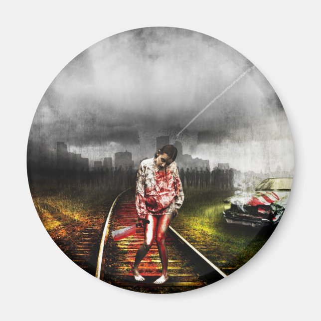 Aimant Illustration artistique de l'apocalypse zombie (Devant)