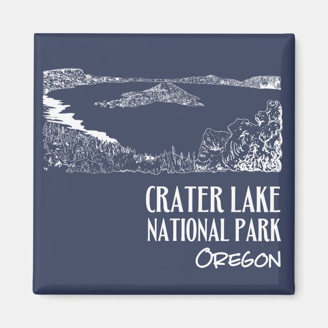 Aimant Illustration artistique du parc national Crater La (Devant)