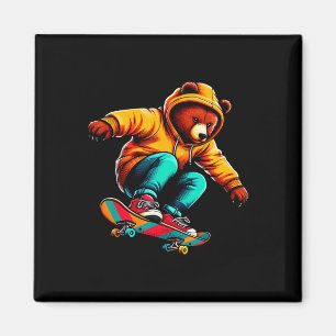 Aimant Illustration artistique d'un ours funky cool en sk