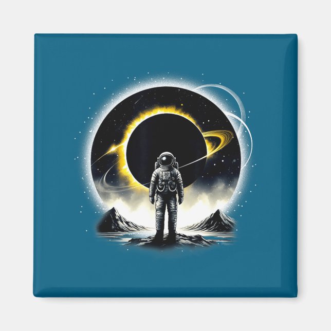 Aimant Illustration Astronaute Éclipse Spatiale Planète S (Devant)