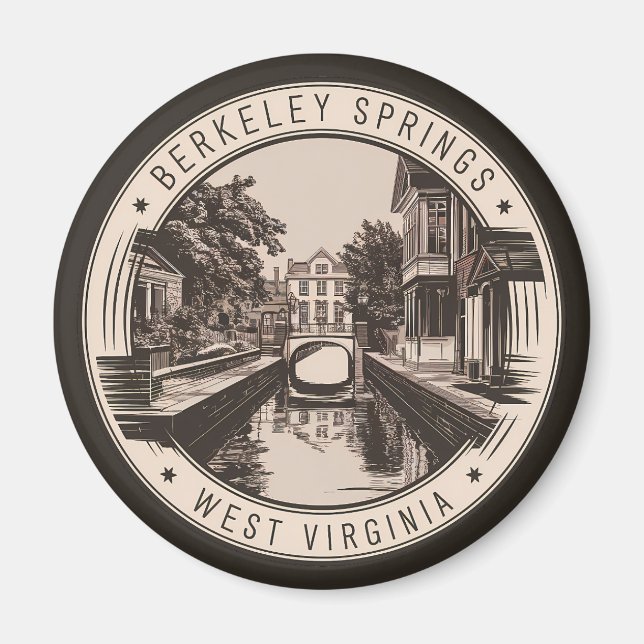 Aimant Illustration Badge de Berkeley Springs Virginie Oc (Devant)