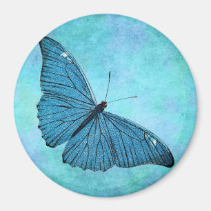 Aimant Illustration bleue turquoise vintage de 1800s de