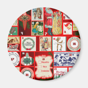 Aimant Illustration Carrée de l'Avent de Bloc de Noël