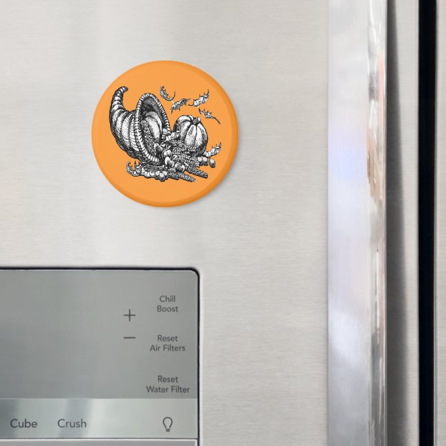 Aimant Illustration classique en osier Cornucopia noir bl (In situ (réfrigérateur))