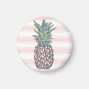 Aimant Illustration colorée d'ananas vintage.