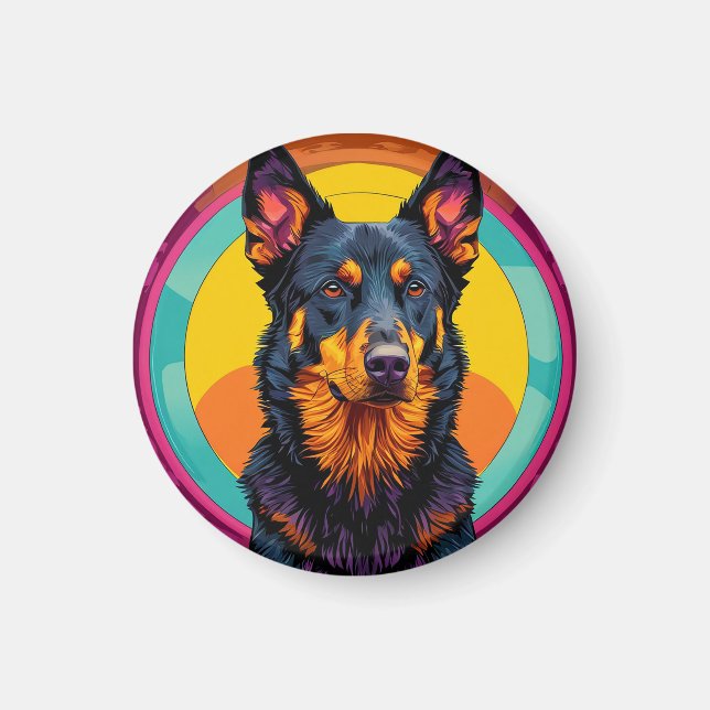 Aimant Illustration colorée de chien Beauceron (Devant)