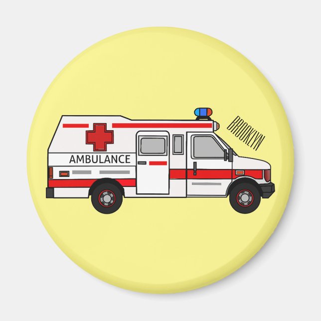 Aimant Illustration d'ambulance (Devant)