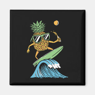Aimant Illustration d'ananas qui fait du surf