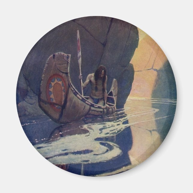 Aimant Illustration d'art de N. C. Wyeth de pagaie de can (Devant)
