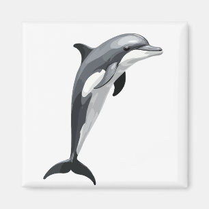 Aimant Illustration d'art vectoriel dauphin avec noir bla