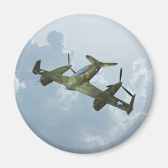 Aimant Illustration d'aviation militaire de vol de warbir (Devant)