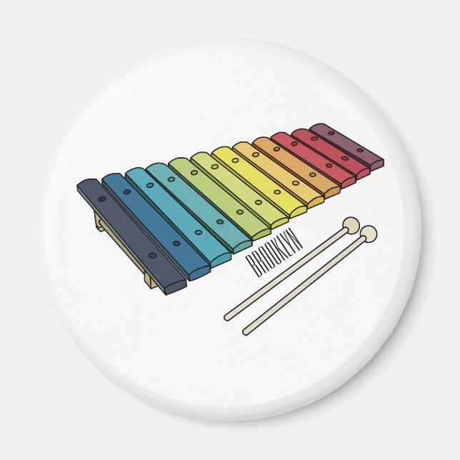 Aimant Illustration de bande dessinée en Xylophone (Devant)
