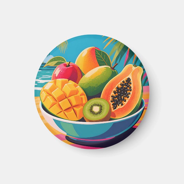 Aimant Illustration de bol de fruits tropicaux (Devant)