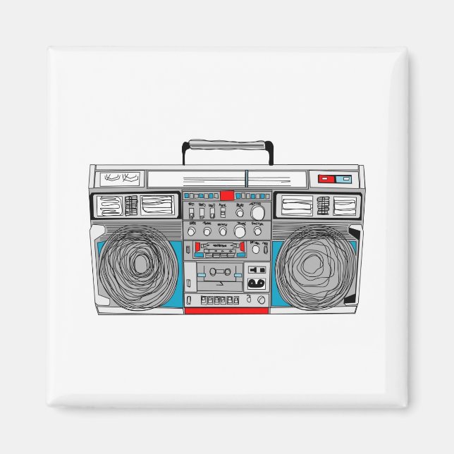 Aimant Illustration de boombox des années 80 (Devant)