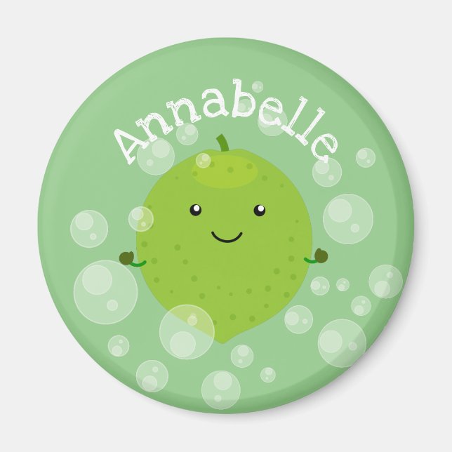 Aimant Illustration de bulles de chaux vert mou (Devant)