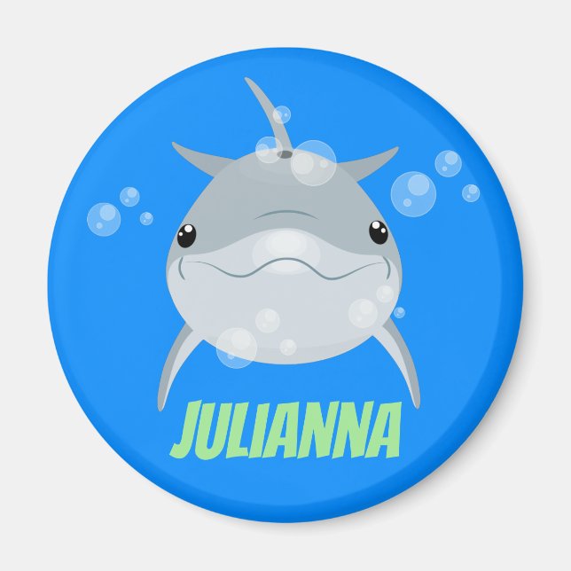 Aimant Illustration de bulles de dauphins mignons (Devant)
