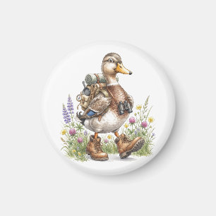 Aimant Illustration de canard randonnée fantaisiste avec