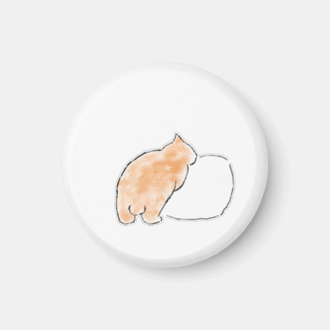 Aimant Illustration de chat à l'aquarelle mignonne (Devant)