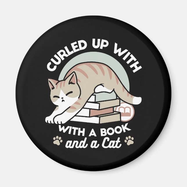 Aimant Illustration de chat Lover - Curled Up & Cosy (Devant)