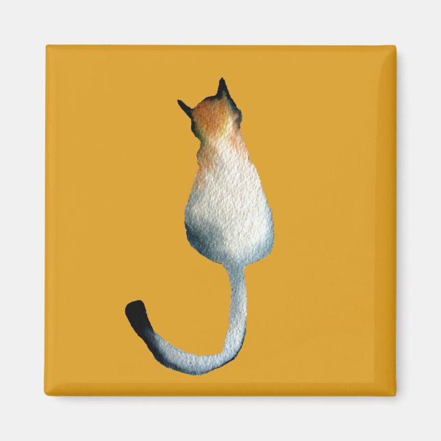 Aimant Illustration de chat tabby noir et marron (Devant)