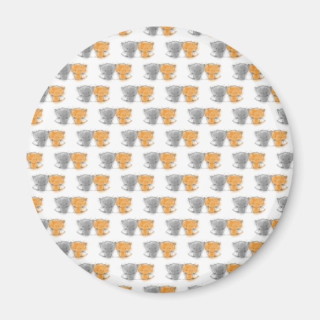 Aimant Illustration de chatons adorables et duveteux - Ar (Devant)