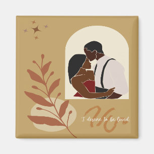 Aimant Illustration de couple noir « Je mérite être aimé