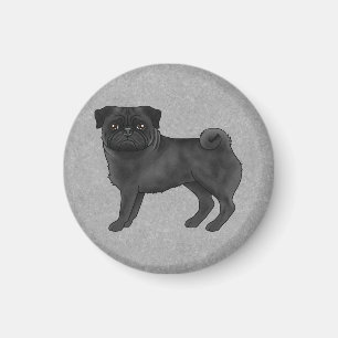 Aimant Illustration de dessin animé de chien Carlin gris