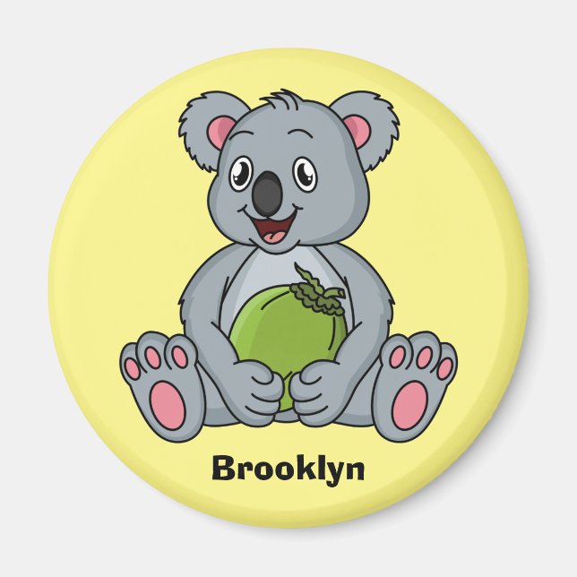 Aimant Illustration de dessin animé de koala mignon et no (Devant)