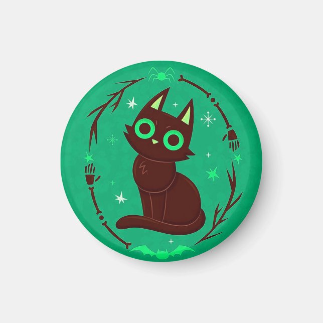 Aimant Illustration de dessin animé d'Halloween d'un chat (Devant)