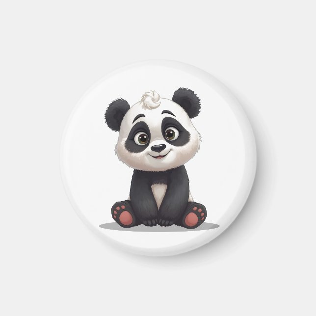 Aimant Illustration de dessin animé d'ours panda assis (Devant)