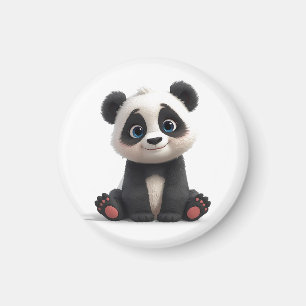 Aimant Illustration de dessin animé d'ours panda assis